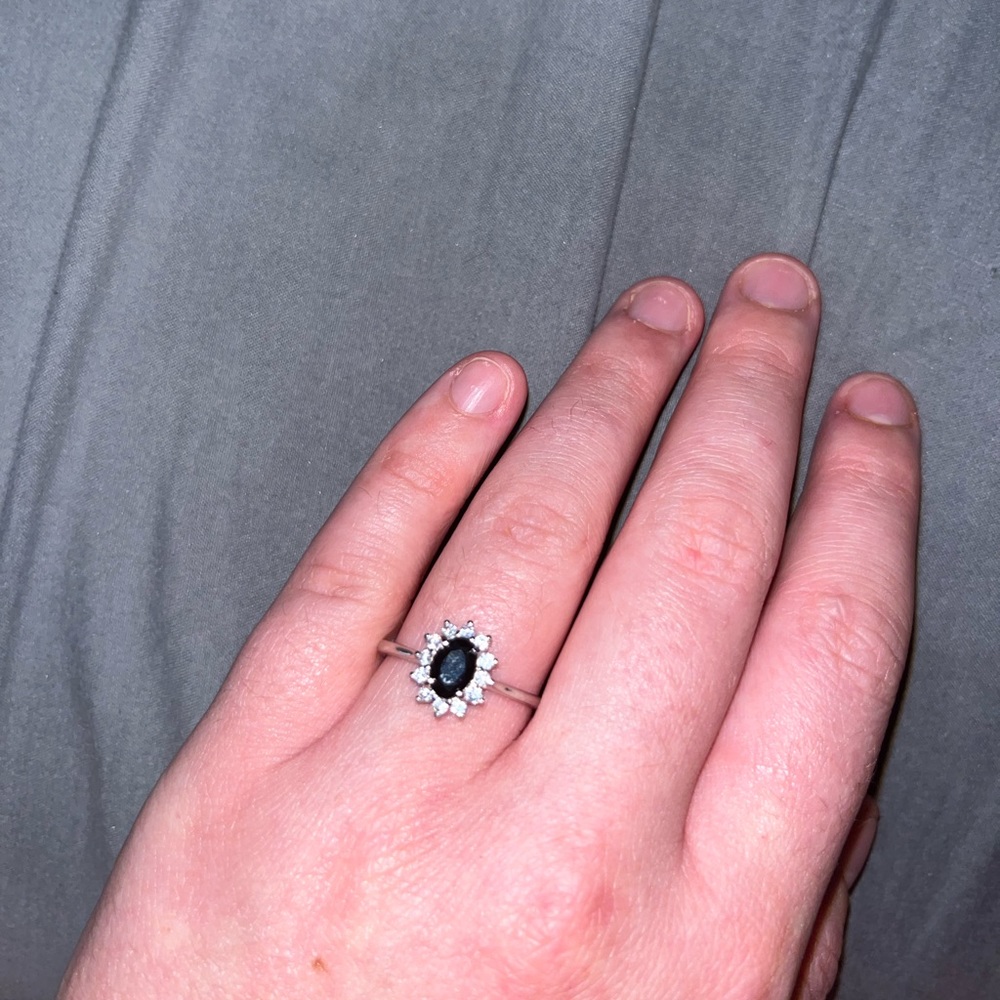 Lab created black onyx ring